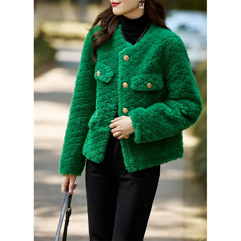 Vimly Winter Faux Fur Jackets Coats Women 2022 Luxury Fashion Short Warm O-neck Fluffy Jacket Overcoat Female Clothing 50369