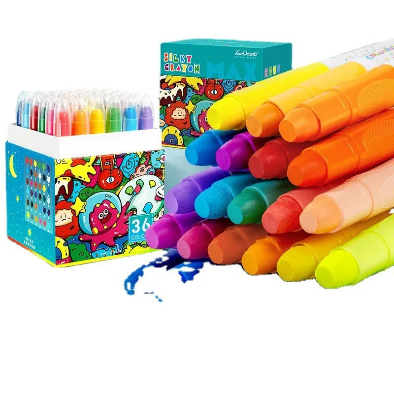 

Large-capacity Silky Crayon Set for Students with Non-dirty Hands Washable Rotating Graffiti Coloring Oil Painting Stick