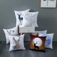 nordic line deer pillow case home decor decorative cover customized simple line elk series sofa office cushion cover hogar