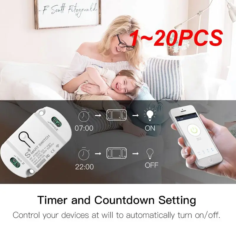 

1~20PCS WIFI+433 Smart On-off Device Tuya Mobile Phone Wireless Remote Control Timing Voice Control 10A Smart Home Gadgets Tuya
