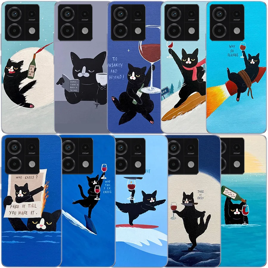 Чехол для телефона Cute Cat Funny Wine Art для Xiaomi Poco F7 Ultra X3 ...