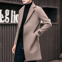 guys windbreaker woolen coat autumn and winter korean version fashion medium and long slim fit cool mens jacket mens overcoat
