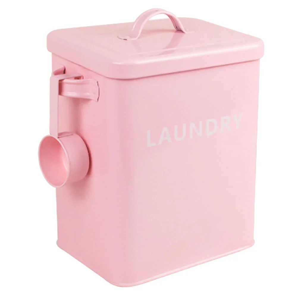 

1pc Metal Laundry Room Container Detergent Bin with Scoop Spice Containers Jar Home Organization Detergent Canister