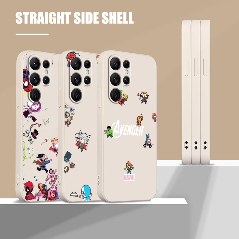 

Marvel Avengers Hero Cartoon Phone Case For Samsung Galaxy S22 S21 S20 FE S10 Note 20 10 Plus Lite Ultra 5G Liquid Rope Funda