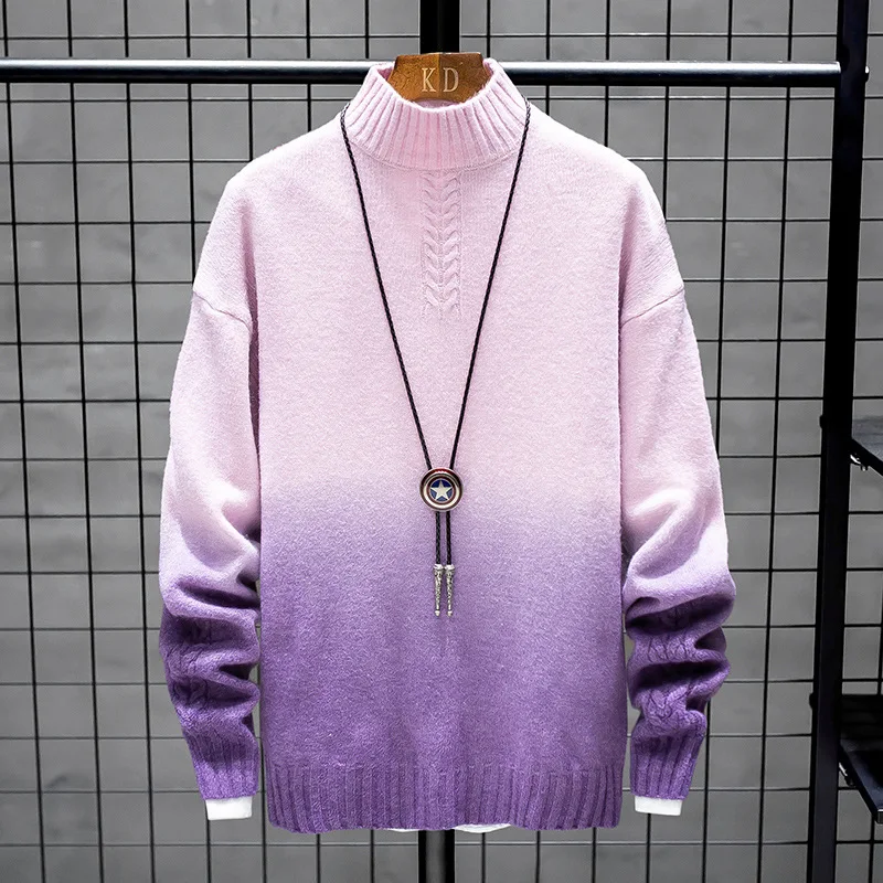 Men Winter Fall Long Sleeves Turtleneck Cashmere Slim Fit Patchwork Sweater Male New Thick Warmth Sweaters Pullover streetwear