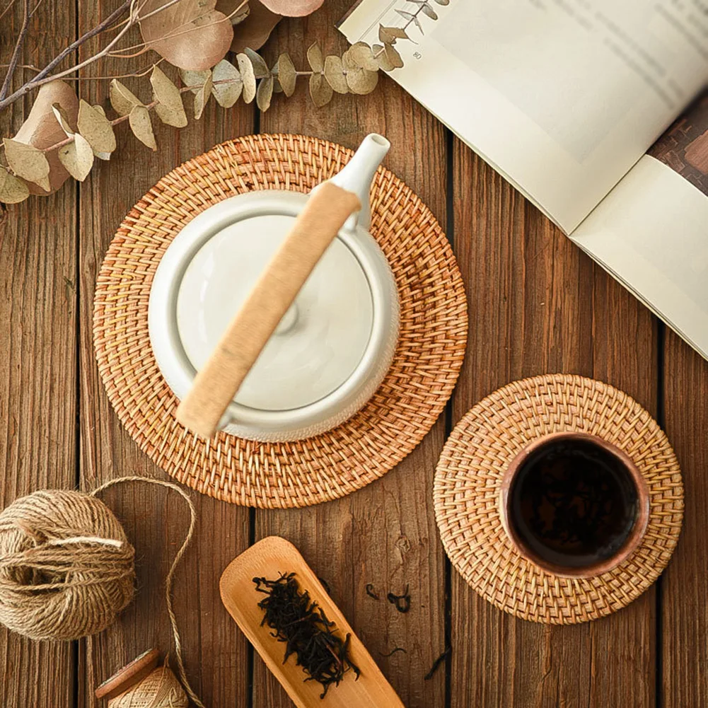 

Круглые подставки ручной работы из натурального ротанга, подставки для стола, подставки для чаши, коврики, подкладка, коврик, изоляционный к...