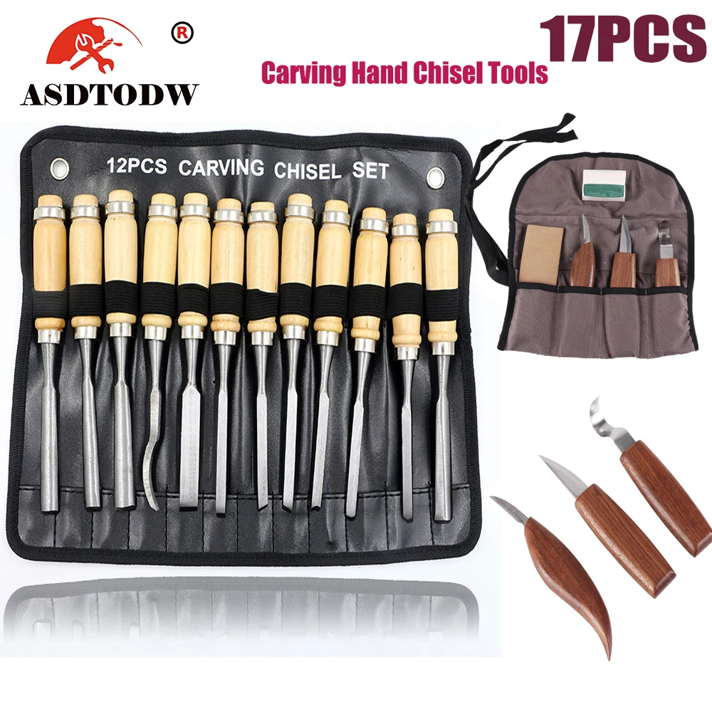 17Pcs Wood Carving Knife Chisel Woodworking Cutter Hand Tool Set Peeling Woodcarving Sculptural Spoon Cutters | Инструменты