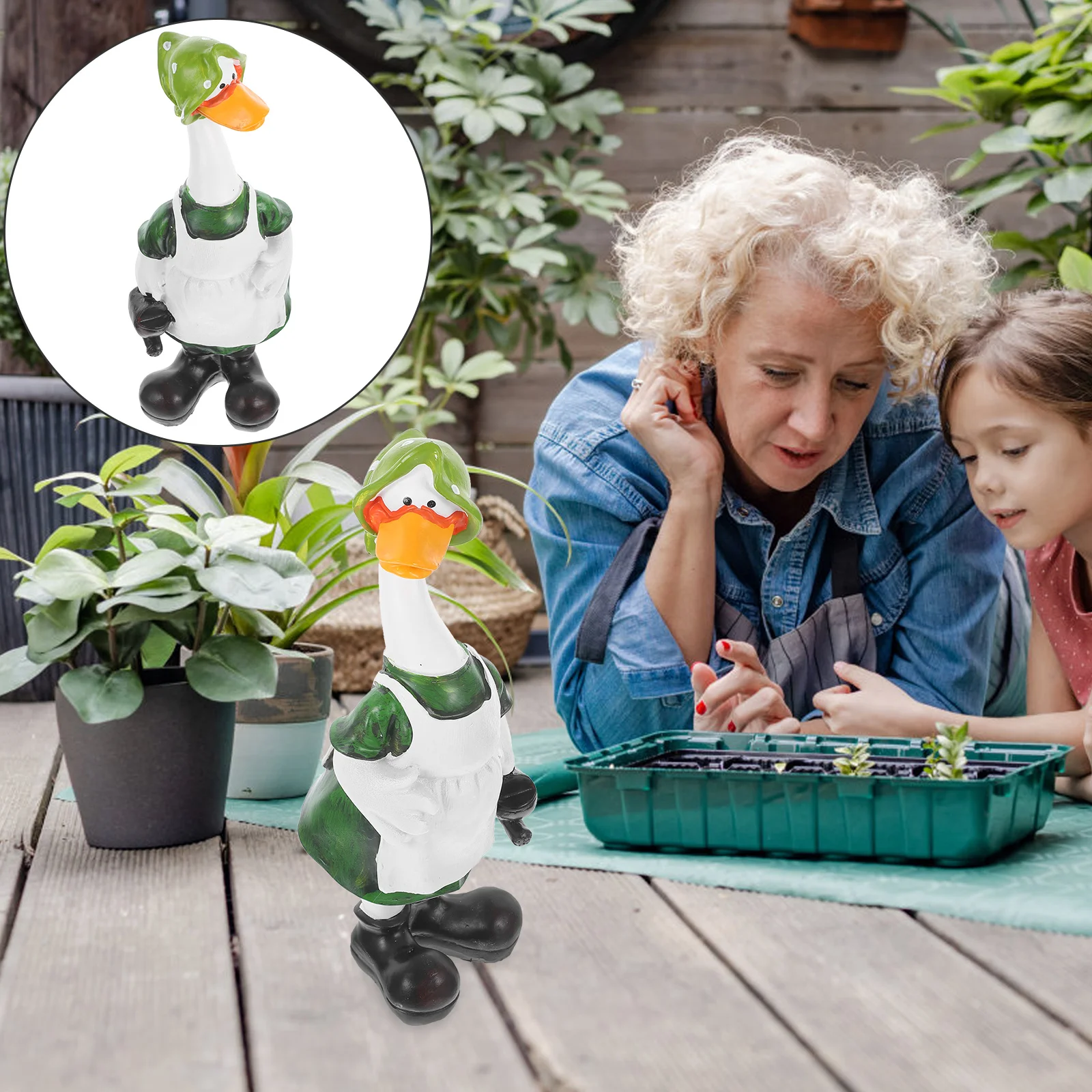 

Resin Duck Statue Garden Ornament Model Decoration Tabletop Landscape Fairy Figurines Cartoon