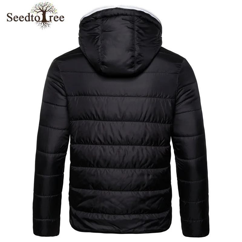 Parkas Men's Winter Fashion Casual Warm Hooded Solid Color Zipper Padded Jacket