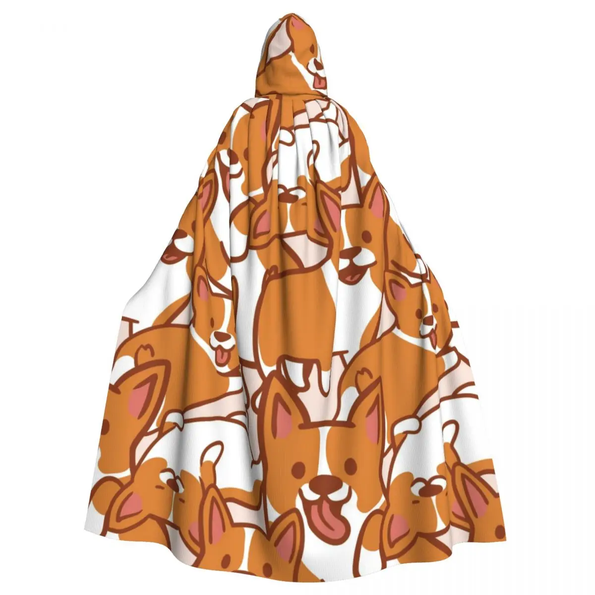 

Long Cape Cloak Cartoon Corgis Pattern Hooded Cloak Coat Autumn Hoodies