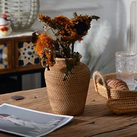 handmade rattan woven vase art vase fashion tabletop decoration plants flower pot home gardening supplies flower