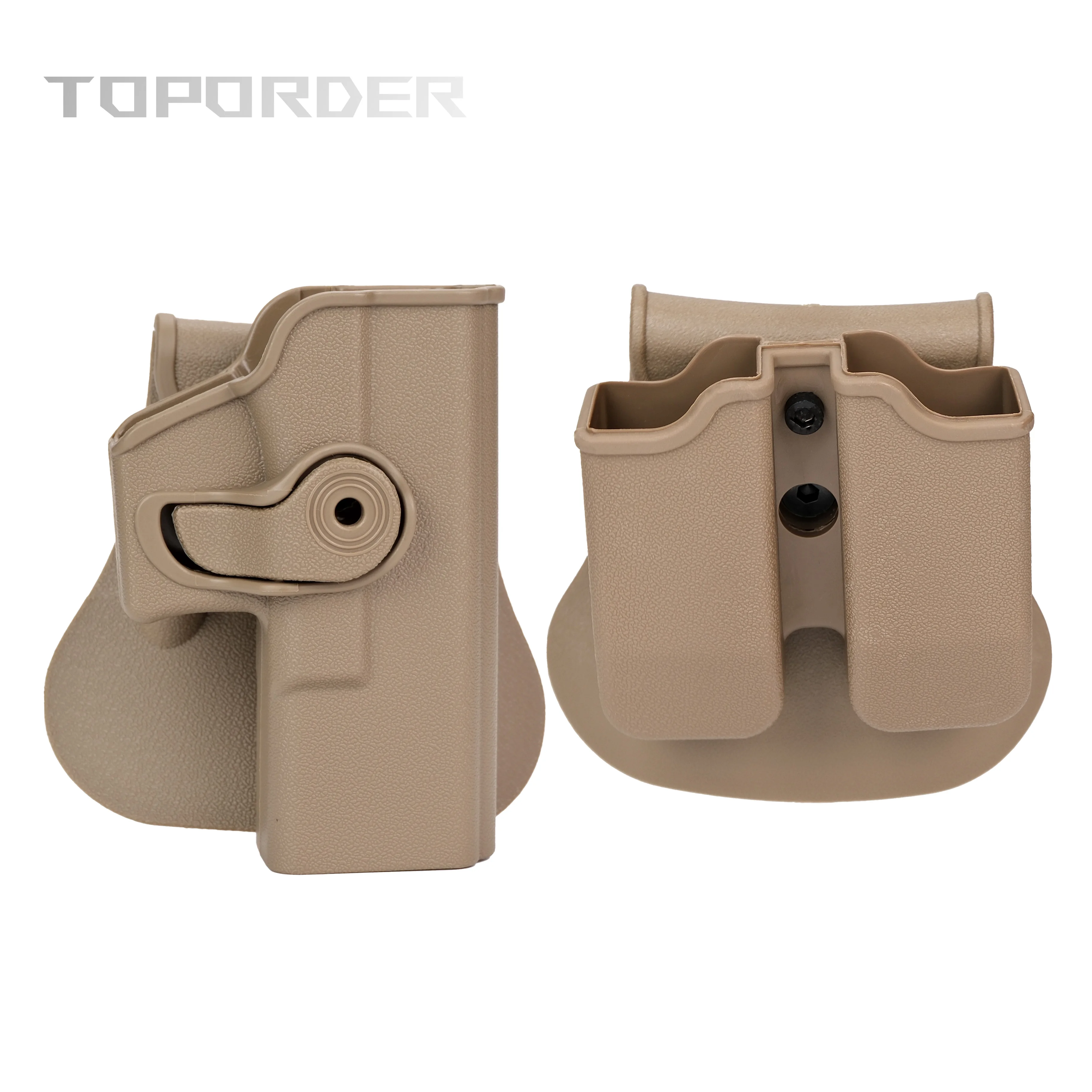 Фото Тактическая кобура для пистолета Glock, подходит для охоты на открытом воздухе Glock G17, G19, G22, G23 с двойным карманом для журналов диаметром 9 мм №1