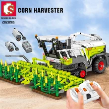 SEMBO BLOCK Farm Tractor 2023PCS TECHNICAL Corn Harvester RC Building Blocks City Car Vehicle Bricks Construction Toys