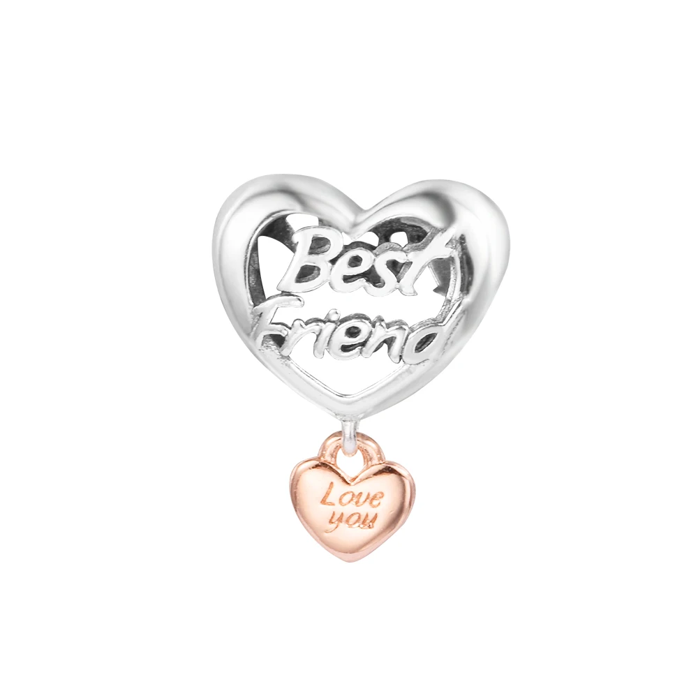 

DIY Fits for Original Charms Bracelets Love You Best Friend Heart Dangle Beads 100% 925 Sterling-Silver-Jewelry Kralen 2022 New