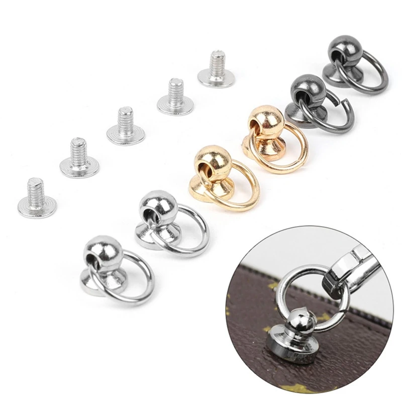 

10pcs Screwback Round for Head Stud with Pull Ring Metal Handmade DIY Accessory Nail Heads Studs 066F