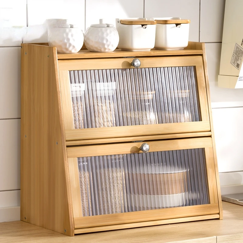 

Sealed Dustproof Kitchen Organizer Transparent Visual Storage Organizer Countertop Multi-layer Spice Rack Trapezoidal Dish Rack