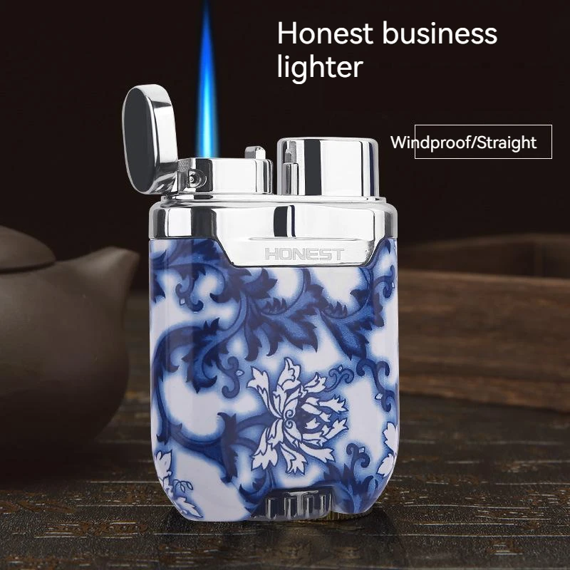 

New HONEST Business Lighter Gas Butane Inflated Lighter Metal Torch Jet Flame Smoking Accessories Fashion Men Gift