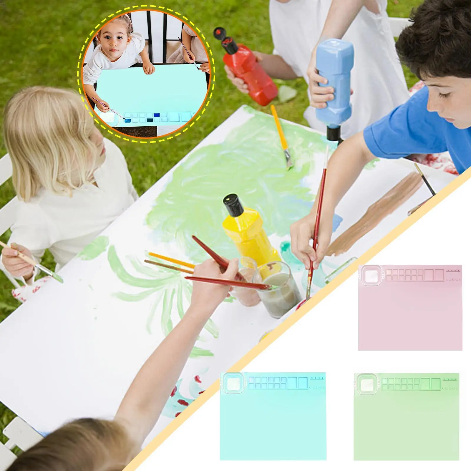 Silicone Painting Mat Painting Doodle Oil Painting Pad Stick Soft Washable Large Non Mat Painting Art Mats 20x16in Hand-era N1k8