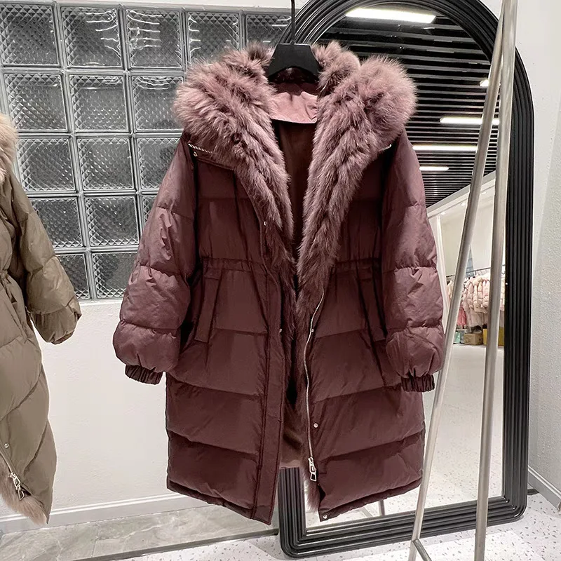 Меховой воротник с капюшоном средняя и длинная талия утолщенная теплая