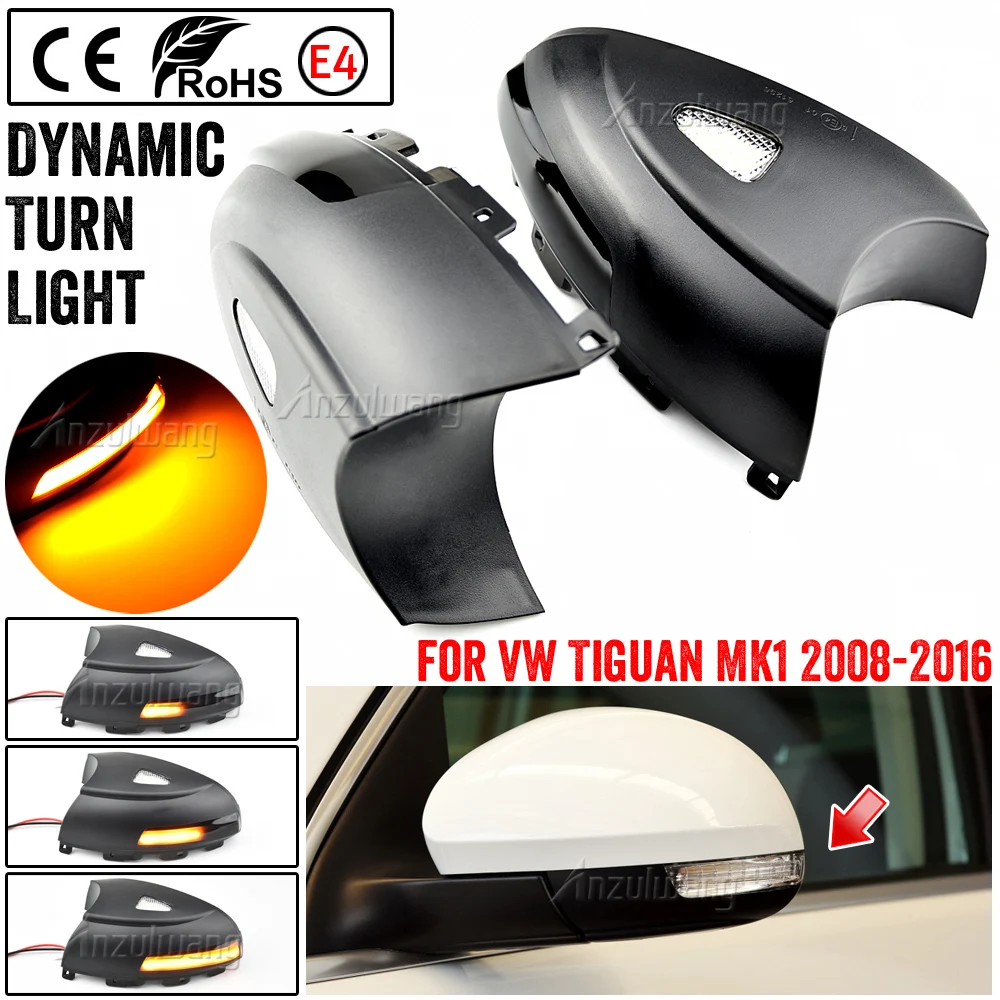 

Pair Dynamic LED Door Turn Signal Light Mirror Indicator + Puddle Lamp For VW Tiguan MK1 5N Sharan7N SKODA YETI 5L Alhambra