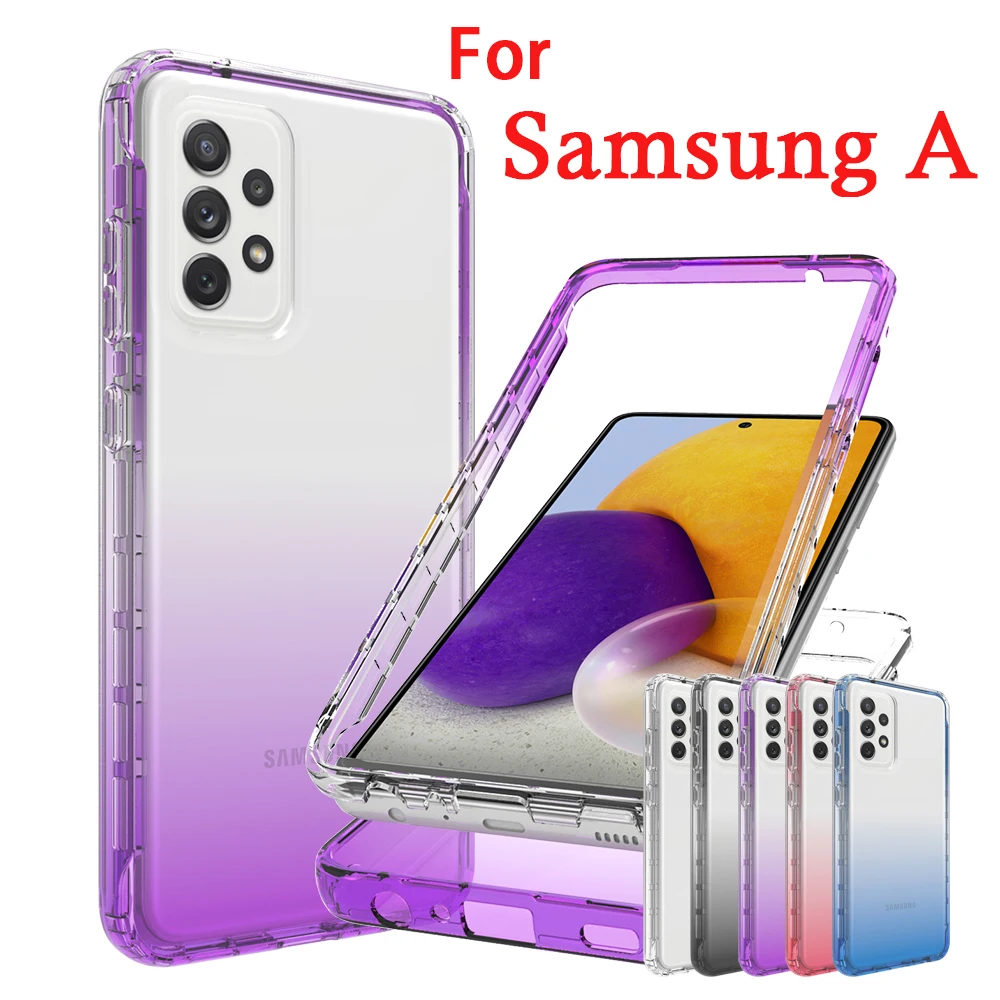 

Gradient Color 2-in-1 Hybrid Transparent Phone Case for Samsung Galaxy A53 5G A23 A33 A13 A52 A52s 5G A32 A12 A71 A51 A21S A50