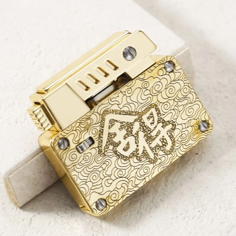 

Metal Windproof Double Cotton Core Flame Kerosene Lighter Compression Ejection Automatic Ignition Men's Gift Lighter