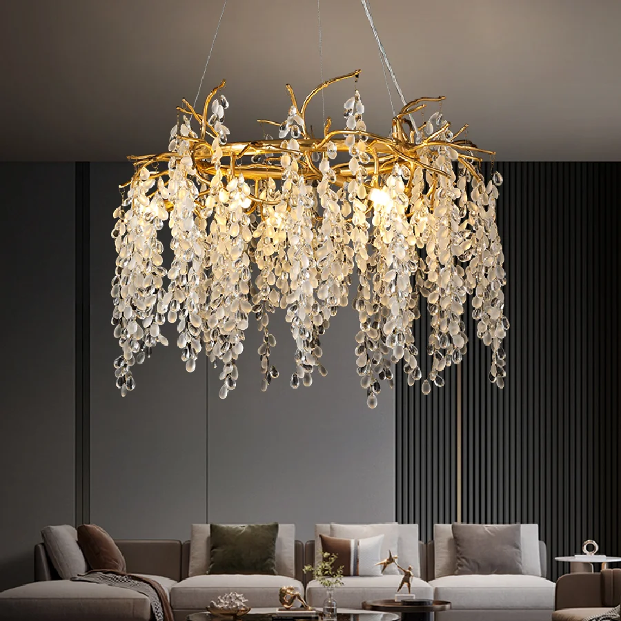 

French crystal living room chandelier modern luxury restaurant creative branches decorative lighting LED 110v220v