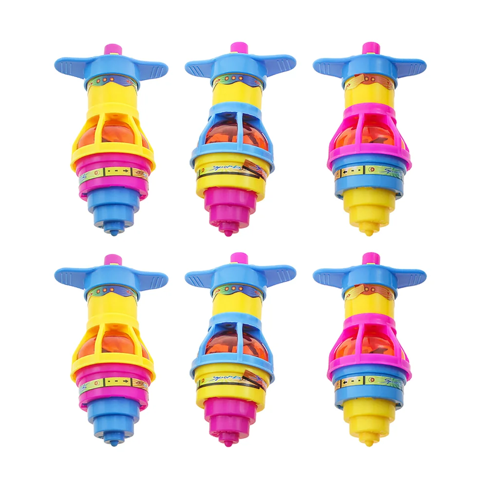 

6 Pcs Luminous Gyro Children Rotating Gyro Plastic Manual Gyro Plaything