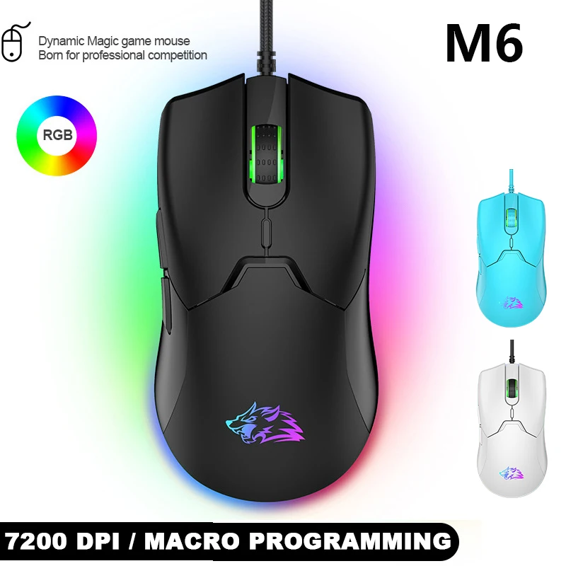 

Проводная игровая мини-мышь M6, USB, 7200/8000 DPI, оптическая, 7 кнопок, RGB, USB, проводная мышь для ПК, настольного ПК, ноутбука, компьютера, геймера