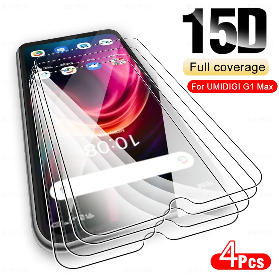 

4pcs 15D Screen Protector For Umidigi C1 G1 Max Tempered Glass For Umidigi C1max G1max C G 1 Max Full Glue Protective Phone Film