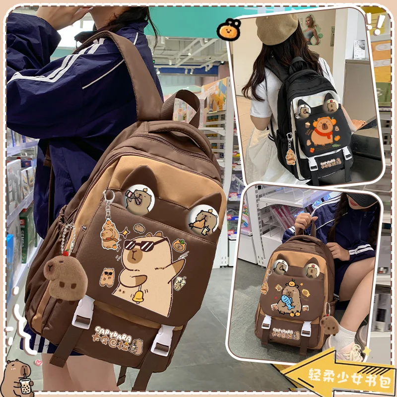 Новый детский рюкзак Kawai Kapibala 2025 года для девочек и подростков легкий школьный