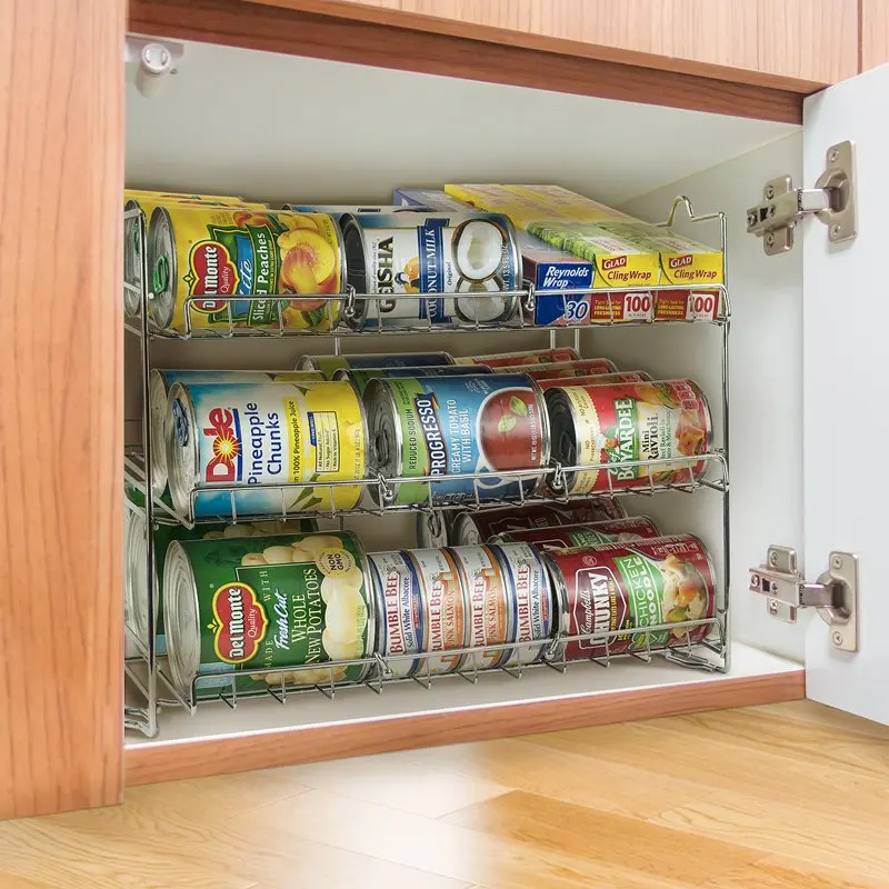 

Beautiful 3-Tier Stackable Can Tracker Pantry Cabinet Organizer, Holds up to 36 Cans, Ideal Storage Solution for All Your Canned