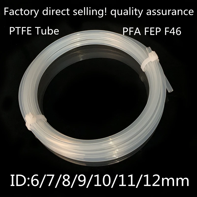 

1Meter PTFE Transparent Tube ID 6 7 8 9 10 11 12 mm F46 PFA FEP Insulated Hosen Rigid Pipe Temperature Corrosion Resistance 600V