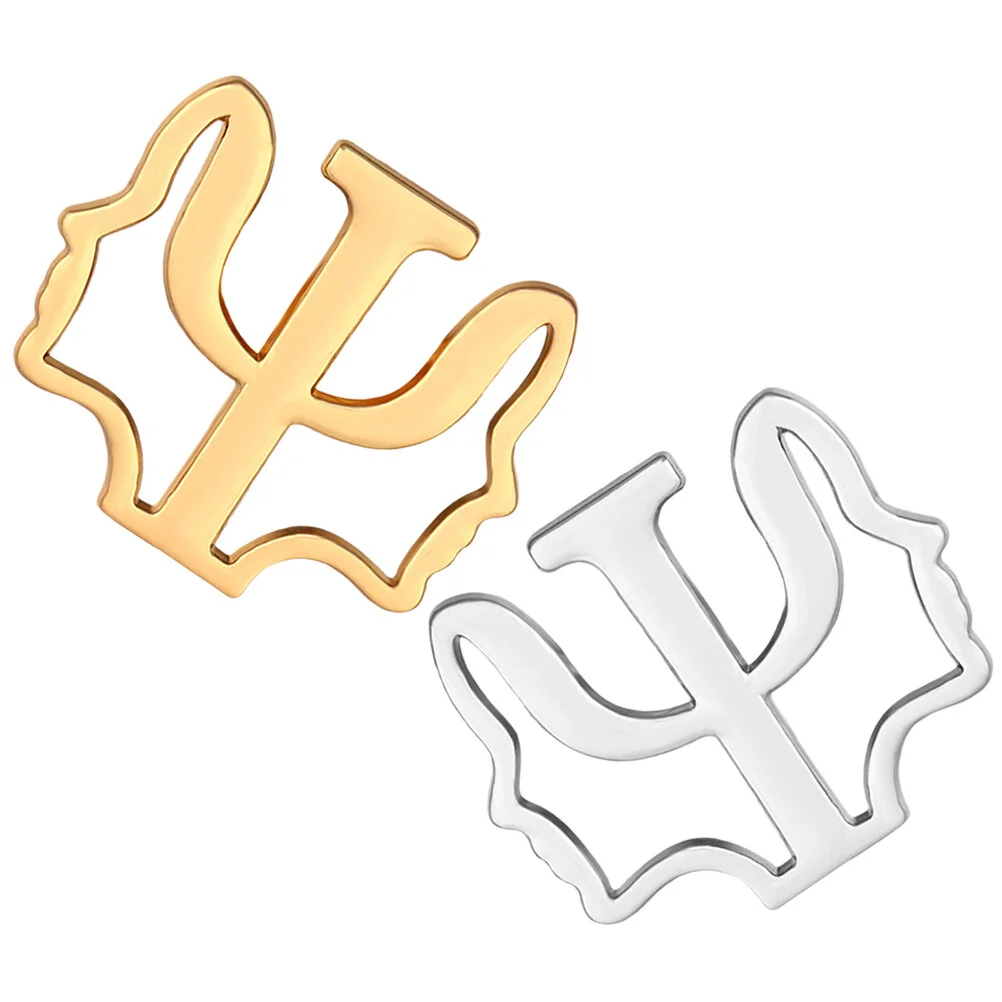 2 Pcs Collar Pin Symbol Lapel Cap Decorations Psi Brooch Badge Scarf Birthday European American Jewelries Women Hats