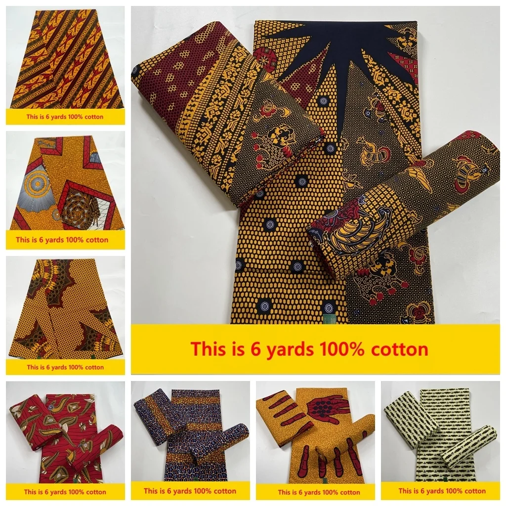 

2022 Hot Sale African Wax Fabric Cotton Material Nigerian Ankara Block Prints Batik Tissus Pagne Wax High Quality Sewing Cloth