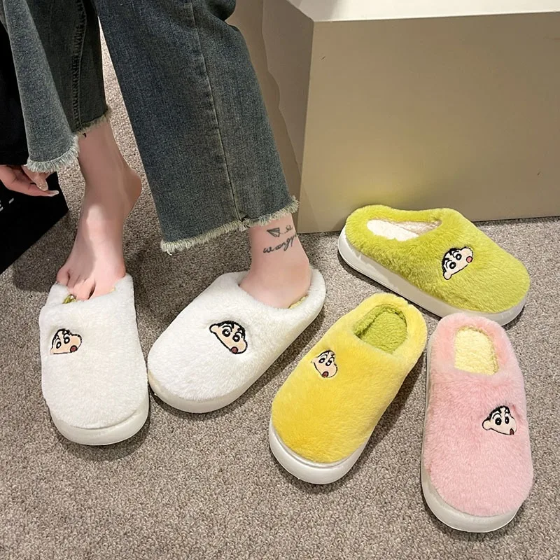 

Crayon Shin-chan Plush Cotton Slipper New Fashion Kawaii Winter Warm Slippers Cartoon Comfort Soft Non-Slip Indoor Bedroom Shoe