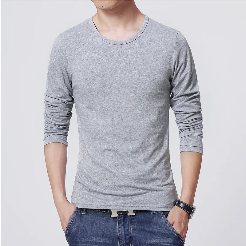 

Men Tops Sleeve 2023 O-neck Color Boys Tees Long Shirt T-shirts New T-shirt Male Slim Pure Men's Brand Man Tshirt Young For