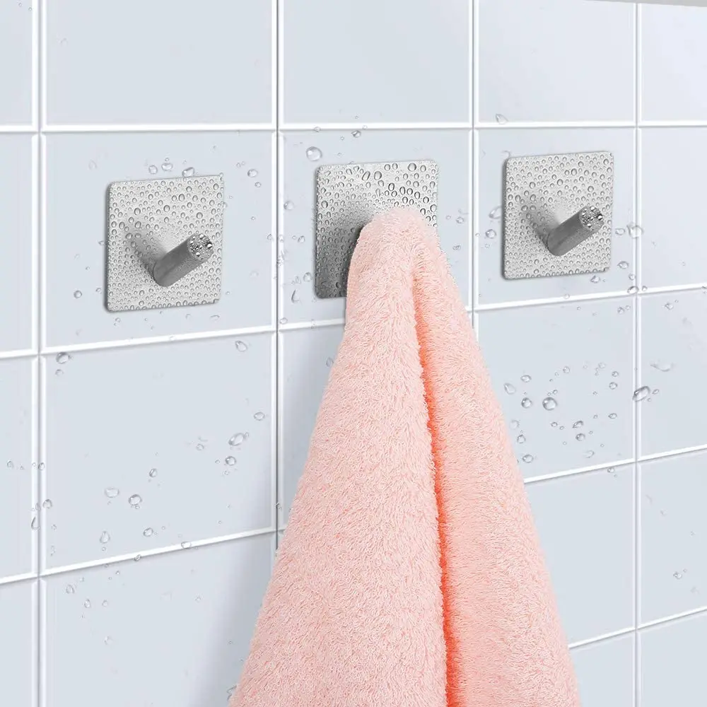 

Self Adhesive Hooks Towel Hook SUS 304 Stainless Steel Bathroom Kitchen Organizer key holder organizer wall 6Pack