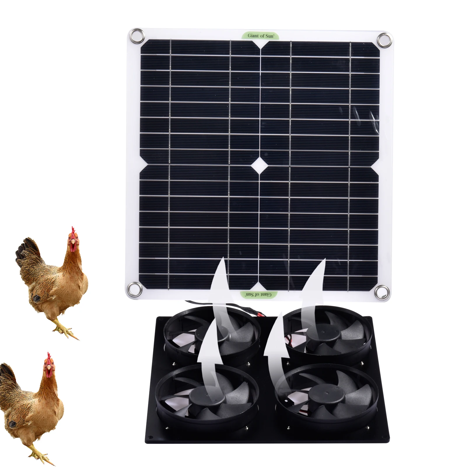 

4 Solar Panel Fan Kit 100W Solar Greenhouse Fans Outdoor Solar Panel Powered Fans With Cable For Cooling And Ventilation Easy