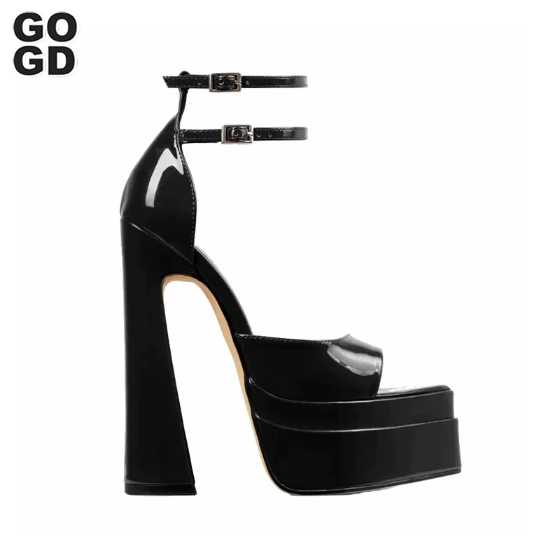 

GOGD Brand Fashion Women's High Heels Platform Summer Sandals Luxury Pumps Shoes Sexy For Ladies Party Peep Toe Shoes Design INS