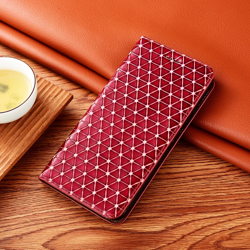 genuine leather flip cover for infinix smart 5 6 pro smart hd 2021 cases diamond veins magnetic phone shell with kickstand free global shipping