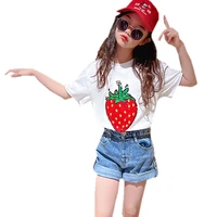 kids girls t shirts strawberry reversible color sequined tees teen short sleeve tops cotton children hot sale t shirts clothes