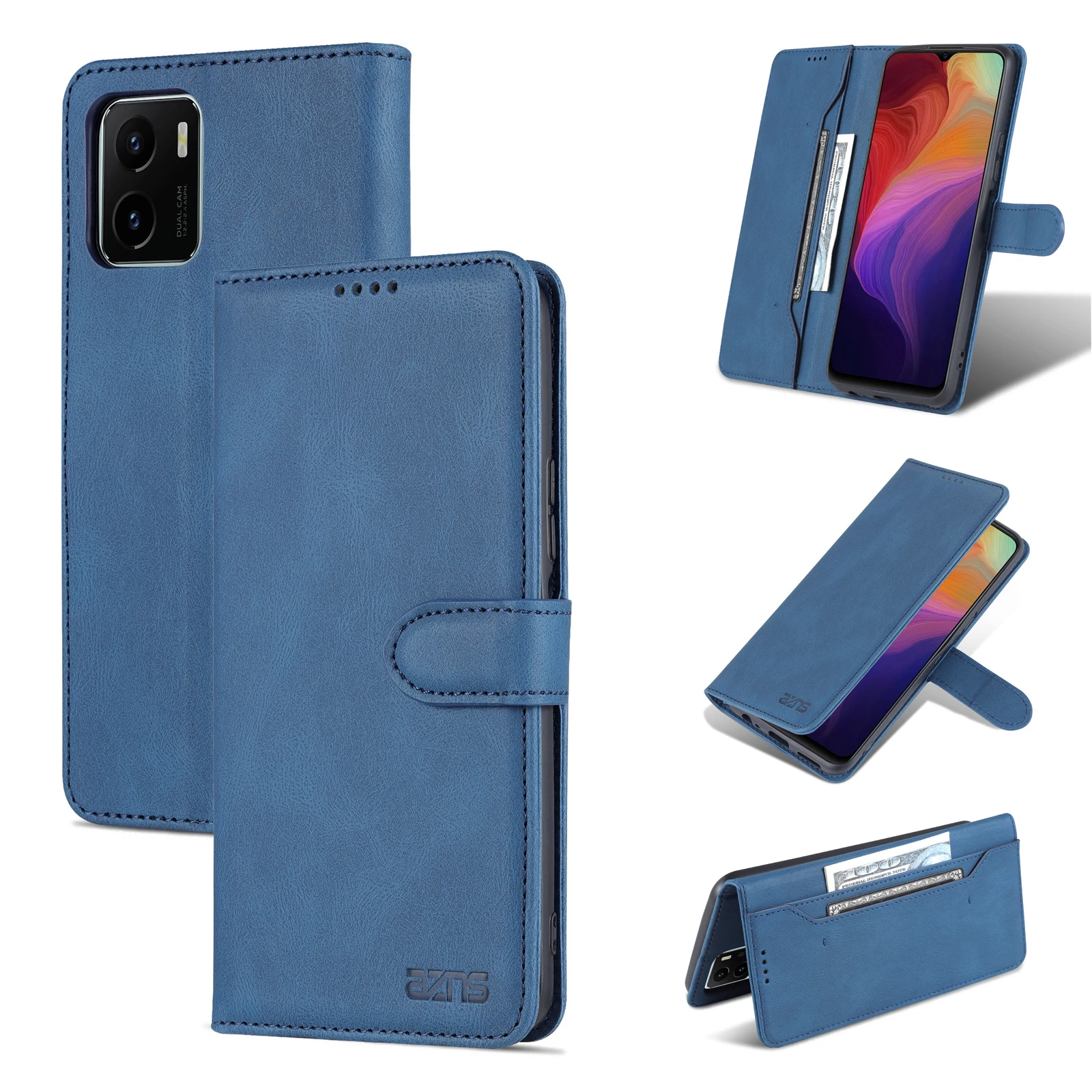 

Deluxe Magnetic Buckle leather case for Vivo Y15s Y15a Y10 Flip Cover Protective Phone Case Matte capa fundas