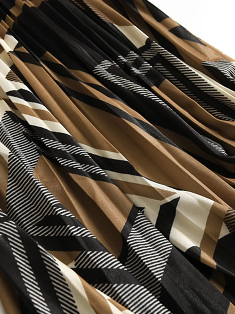 VOLALO Y2K Длинная плиссированная юбка миди для женщин 2024 новая эластичная