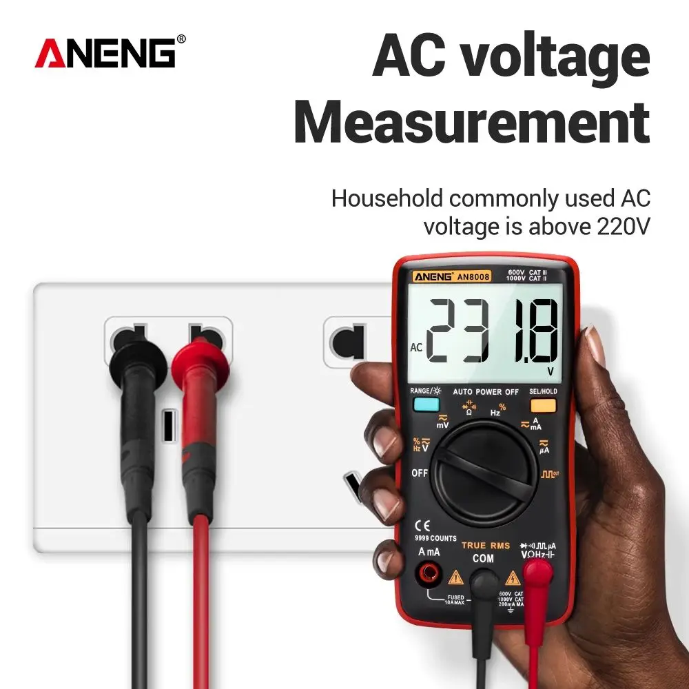 

ANENG AN8008 Digital Multimeter 9999 Counts Transistor True RMS Tester rm409b Auto Electrical Testers Voltage capacitor Meters