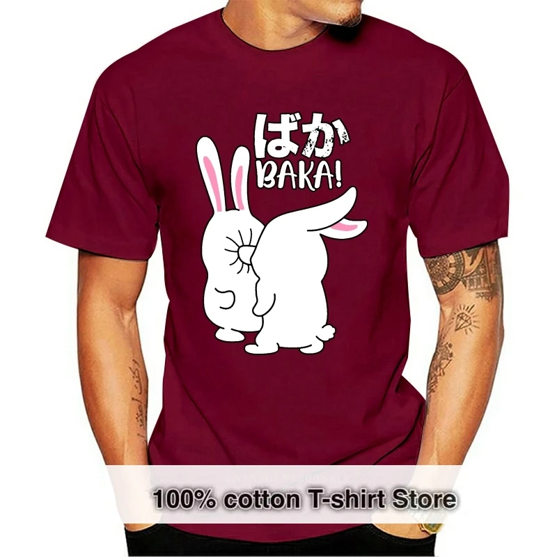 

Мужская забавная аниме Baka Rabbit Baka японская аниме влюбленная черная футболка M Xxxl