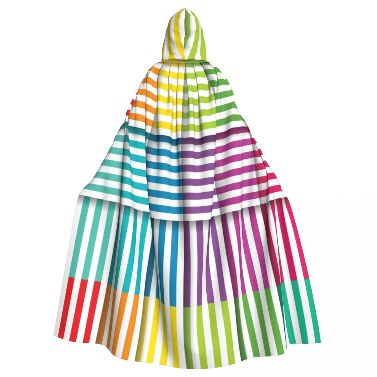 Bright Striped Background Pattern Vectors Hooded Cloak Polyester Unisex Witch Cape Costume Accessory