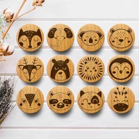 new engraved cute animal wooden drawer knob boho nursery cabinet pulls nature wood coat hook childrens room furniture handles
