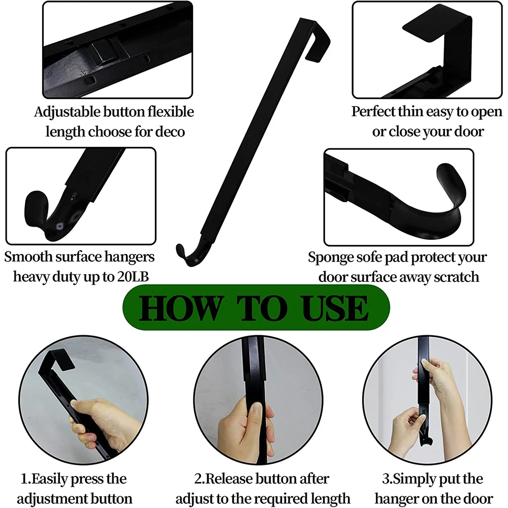 Вешалка для входной двери Регулируемая от 15 до 25 дюймов 20 фунтов увеличенная
