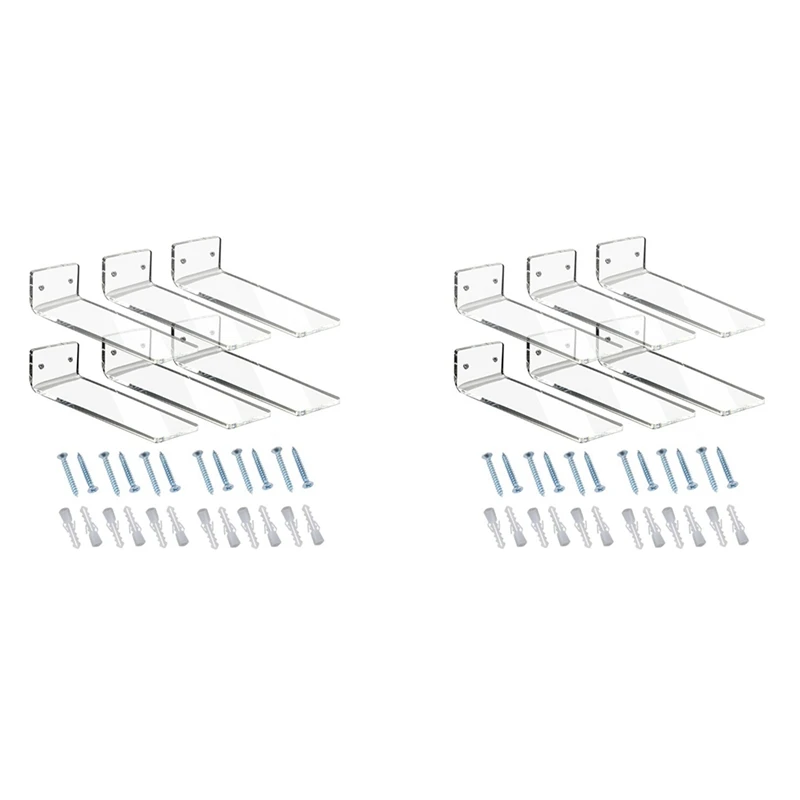 

Floating Shoe Display Shelves For Wall Mount Set Of 12 - Clear Acrylic Floating Shelves For Showcase Sneaker Collection